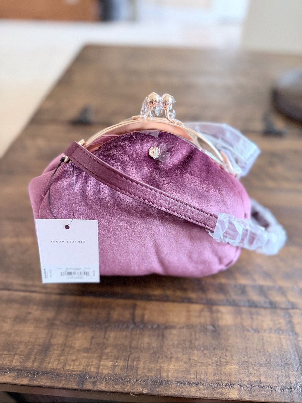 LC Lauren Conrad Dusty Rose Velvet Kiss-Lock Crossbody Clutch